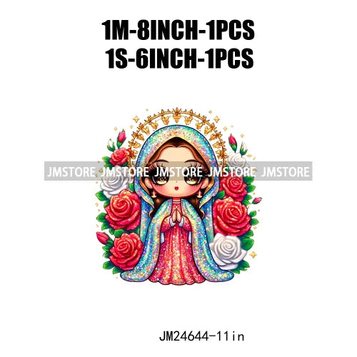 Diamond Our Lady Of Guadalupe Virgin Mary Western Mother Of God Praying Iron On DTF Heat Press Transfers Stickers For Clothing