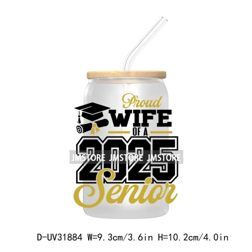 Proud Family Of 2025 Graduate Senior UV DTF Transfer Stickers Decals For Libbey Cold Cups Mugs Tumbler Waterproof Class Of 2025