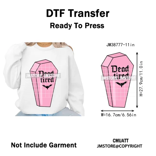 New Sarcastic Halloween Snarky Inspire Quotes Printing Iron on DTF Washable Transfers Stickers Ready to Press for Clothing Bags