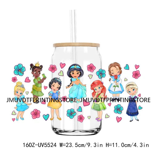 Cartoon Little Mermaid Princess Friends UV DTF Sticker For 16OZ Libbey Glass Cup Can Wrap Transfer Sticker Custom Label DIY Logo