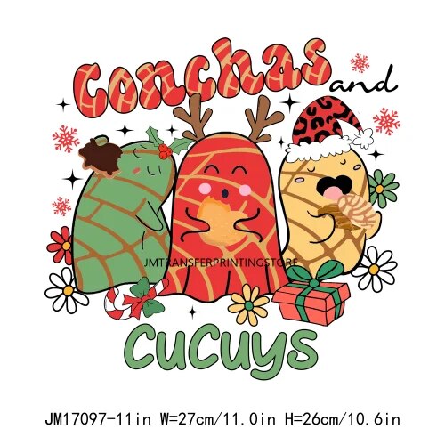 Cute Conchita Pantasmas Latin Christmas Decals Conchas Cucuys Christmas Ghouls Gifts Iron On DTF Transfers Sticker For Clothing