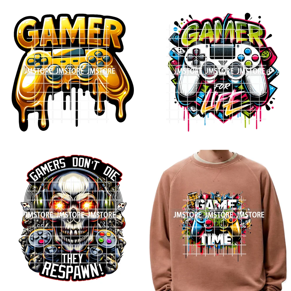 12in Game Zone Time Girl Gamer Squad Hustler Graffiti Game On Over Iron on DTF Transfers Stickers Ready to Press for Hoodies