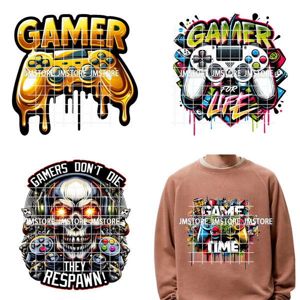 12in Game Zone Time Girl Gamer Squad Hustler Graffiti Game On Over Iron on DTF Transfers Stickers Ready to Press for Hoodies