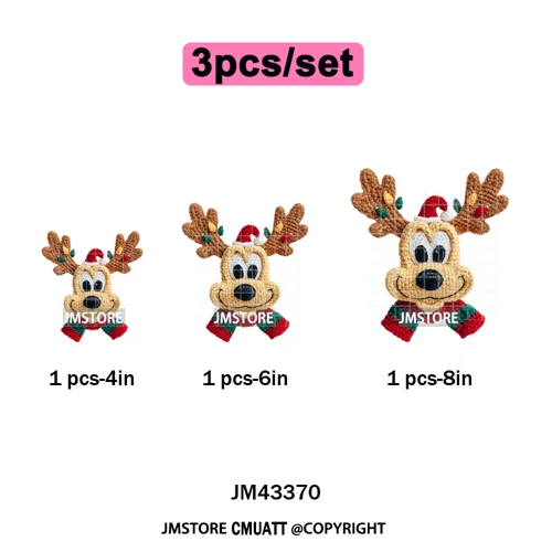 Cute Faux Knitting Yarn Princess Cartoon Character Christmas Holiday Iron on DTF Transfers Stickers Ready to Press for Hoodies