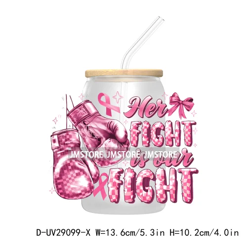 Football Pink Out Breast Cancer Awareness UV DTF Transfer Stickers Decals For Libbey Cold Cups Mugs Tumbler Coquette Bow Ribbon