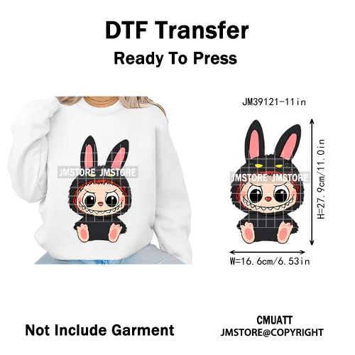 Cute Monster Cartoon Character Spooky Halloween Season Iron on DTF Washable Transfers Stickers Ready to Press for T-shirts Bags
