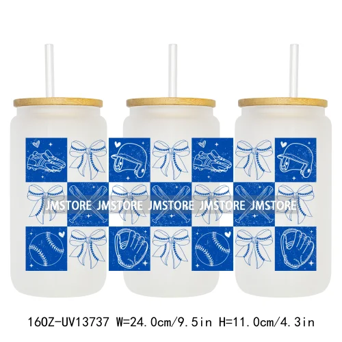 Coquette Baseball Mama Game Day 16OZ UV DTF Cup Wraps Ready To Apply Waterproof Transfer Stickers For Libbey Glass Can Tumbler
