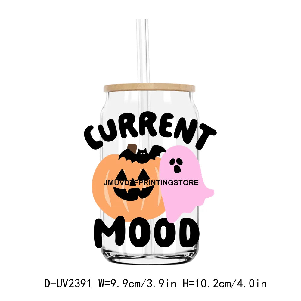 Boo Jee Cute Ghost With Coffee Halloween UV DTF Transfers Stickers Decals For Libbey Cold Cups Mugs Tumbler Waterproof DIY Craft