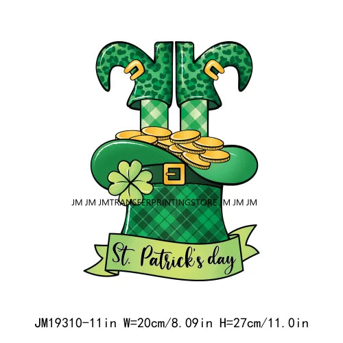 DIY Peace Love Luck Happy St Patrick's Day Design Printing Feeling Lucky Green Shamrocks DTF Transfer Stickers For Clothing