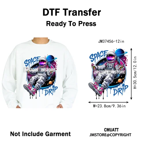 12in Colorful Rap Music Rock Vibes Mud Master Truck Space Trip Graffiti Iron on DTF Transfer Stickers Ready to Press for T-shirt
