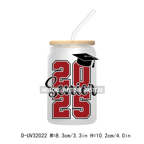 Coquette Bow Senior 2025 Western Grad Squad UV DTF Transfer Stickers Decals For Libbey Cold Cups Mugs Tumbler Waterproof Logo