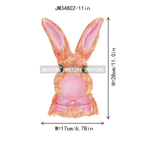 Cute Blowing Bubble Bunny Coquette Preppy Easter Eggs Carrot Iron On DTF Heat Transfer Stickers Ready To Press For T-shirts Bags