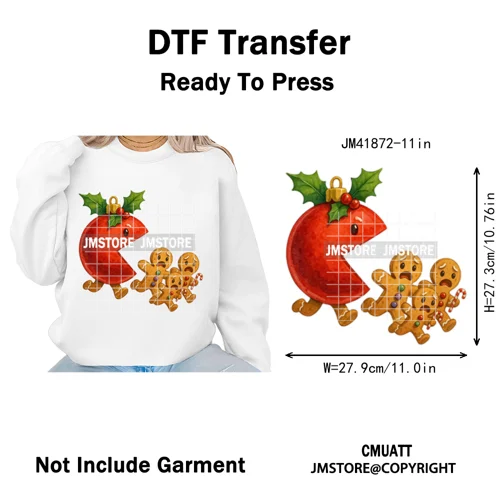 Merry and Bright Coquette Patchwork Santa Christmas Holiday Season Iron on DTF Heat Transfer Stickers Ready to Press for Hoodies