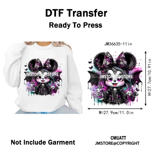 Spooky Scary Witch Girly Animal Flower Strawberry Gnomes Iron on DTF Washable Transfers Stickers Ready to Press for Hoodies Bags