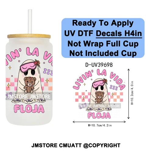 Mexican Conchas Spooky Ghost Concha UV DTF Decals Ready To Apply Waterproof Transfer Stickers Prints For 16OZ Libbey Glass Can