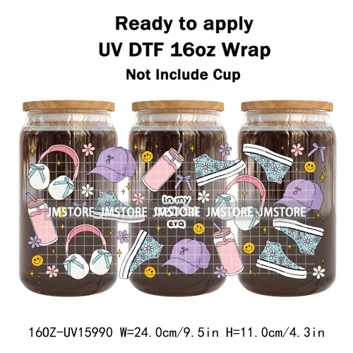 Coffee Coquette Bookish School Girly UV DTF Wraps Transfer Sticker Waterproof High Quality For 16OZ Libbey Glass Can Tumbler Mug