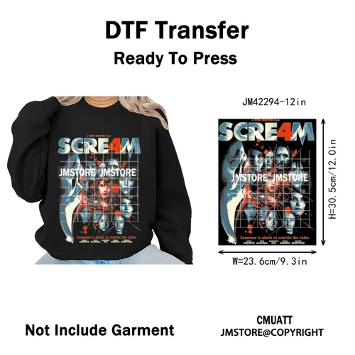 Cool Halftone Horror Killer Characters Scary Halloween Vibes Iron on DTF Washable Transfers Stickers Ready to Press for Clothes