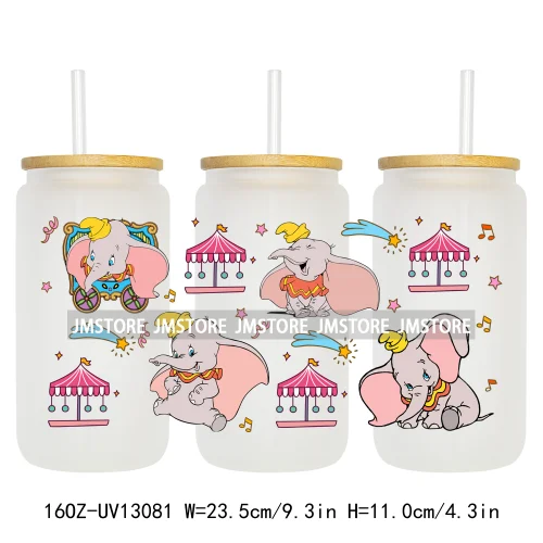 Cute Cartoon Baby Elephants UV DTF Wraps Transfer Sticker Selfadhesive Waterproof High Quality For 16OZ Libbey Glass Can Tumbler