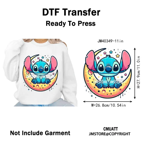 Trendy Cartoon Animal Characters Lover Cold Peel Logos Iron on DTF Washable Transfers Stickers Ready to Press for Hoodies Bags
