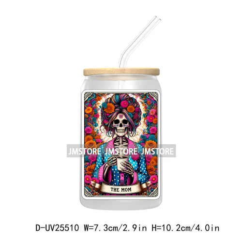 The Smoker Skeleton Tarot Card UV DTF Transfer Stickers Decals For Libbey Cold Cups Mugs Tumbler Custom Logo Labels Sugar Skull