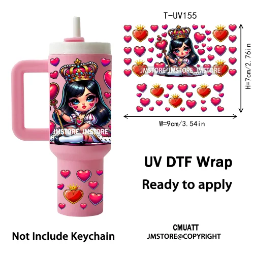 Princess Cartoon Queen Heart Wholesale Bulk UV DTF Wraps Ready To Apply Transfer Stickers Waterproof For Mini Tumbler Keychain