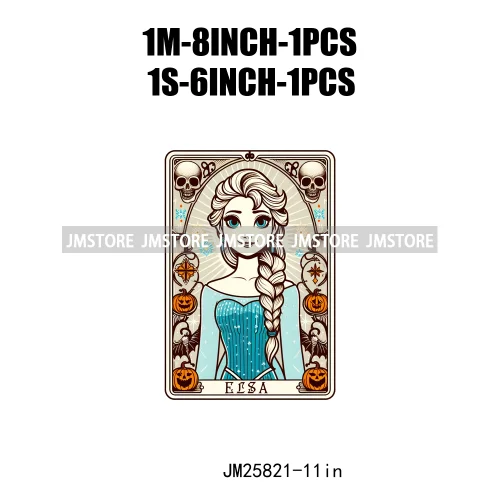 Cute Cartoon Animal Princess Characters Halloween Tarot Cards DTF Iron On Transfers Stickers Ready To Press For T-shirt Bags