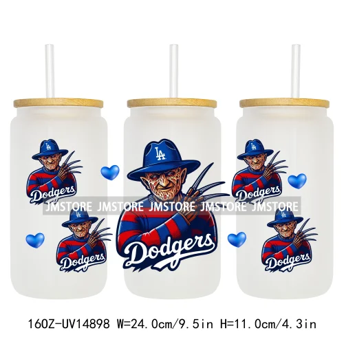 Baseball Sport Cartoon Characters UV DTF Wraps Transfer Sticker Ready To Apply Waterproof Logo For 16OZ Libbey Glass Can Tumbler