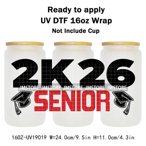 Class Of 2026 Senior Graduation Cap UV DTF Stickers Ready To Apply Cup Wrap Durable Custom Prints DIY Craft For Libbey Can Glass