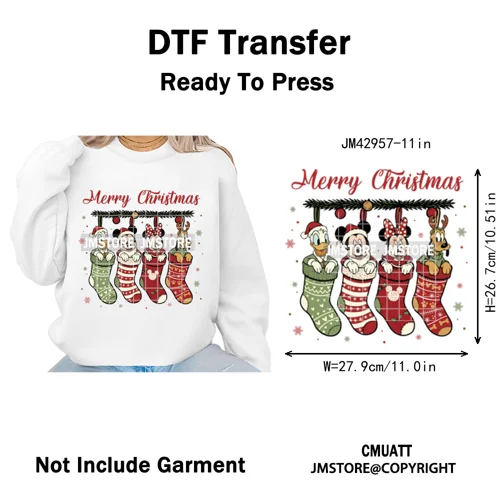 Cartoon Holiday Mouse Gingerbread Baking Christmas Tis The Season Iron on DTF Heat Transfers Stickers Ready to Press for Clothes