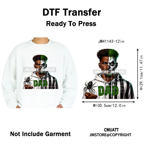 Halloween Spooky Afro Dad Scary Movie Smoking Character Costume Design Iron on DTF Transfer Stickers Ready to Press for Clothing