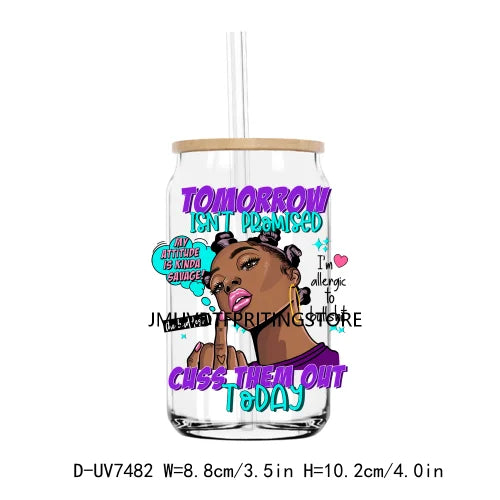 African American Black Women UV DTF Transfers Stickers Decals For Libbey Cold Cups Mugs Tumbler Waterproof DIY Craft Afro Girls