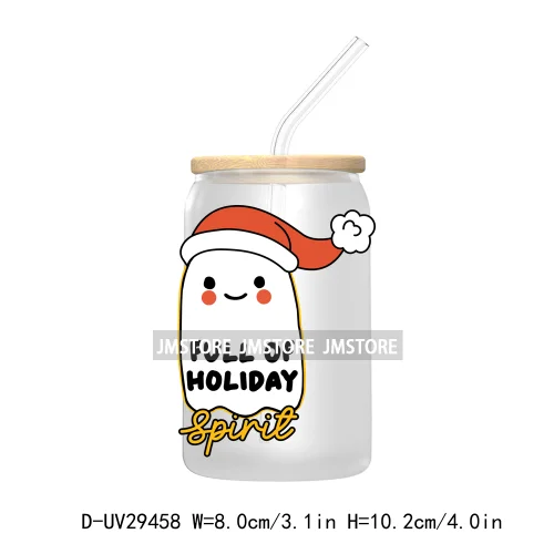 Dead Inside But It's Christmas UV DTF Transfer Stickers Decals For Libbey Cold Cups Mugs Tumbler Trendy Label Gingerbread Season