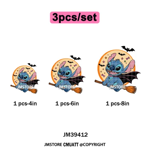 Spooky Vibes Horror Trick Or Treat Cartoon Animal Pumpkin Bats Iron on DTF Washable Transfers Sticker Ready to Press for Hoodies