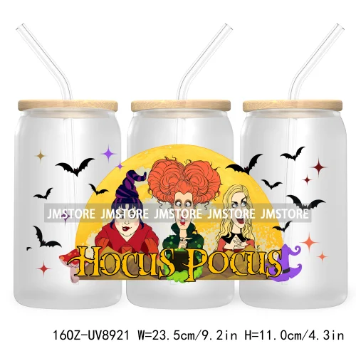 Fall Halloween Cartoon Friends 16OZ UV DTF Cup Wrap Transfer Stickers Custom Labels Durable Waterproof Logo For Libbey Glass Can