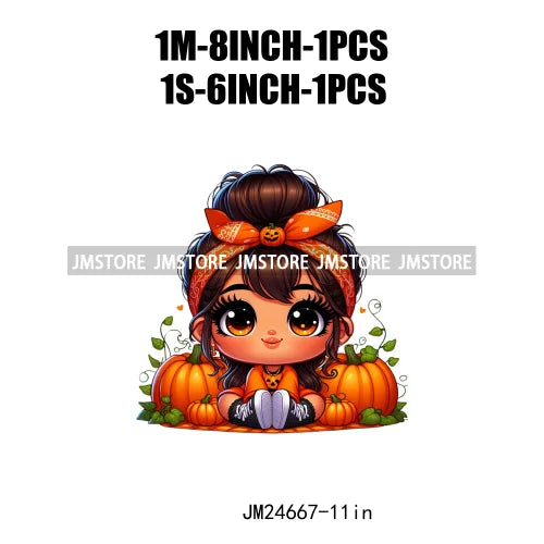 Funny Headband Hispanic Cute Latina Baby Girls Halloween Pumpkin Designs Iron On DTF Heat Press Transfer Stickers For Shirt Bags