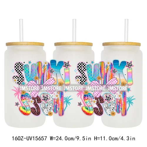 Coquette Bow Florida Softgirl Summer Trip  UV DTF Wraps Transfer Sticker Custom High Quality For 16OZ Libbey Glass Can Tumbler