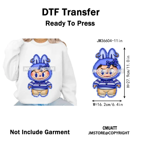 New Coquette Cartoon Monster Friends Costume Girly Kids Love Iron On DTF Transfer Stickers Designs Ready To Press for Clothing