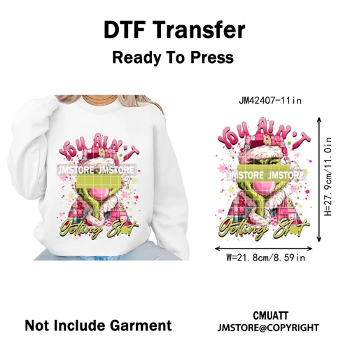 Ho Ho Ho Christmas Coquette Gifts Santa Cartoon Characters Iron on DTF Washable Transfers Stickers Ready to Press for Clothing