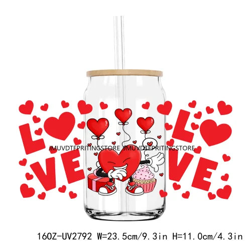 Cute Animal Couple Valentine Day UV DTF Sticker For 16OZ Libbey Glass Cup Can Wrap Transfer Sticker Custom Labels DIY Logo