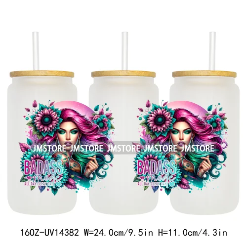 Girl Floral Spanish Religious 16OZ UV DTF Cup Wraps Ready To Apply Waterproof Transfer Stickers For Libbey Glass Can Tumbler