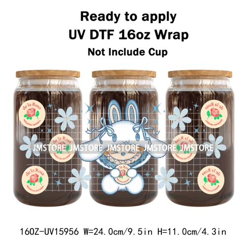 Cute Monster Doll Mexican Food Snacks UV DTF Wraps Transfer Stickers Waterproof High Quality For 16OZ Libbey Glass Can Tumbler