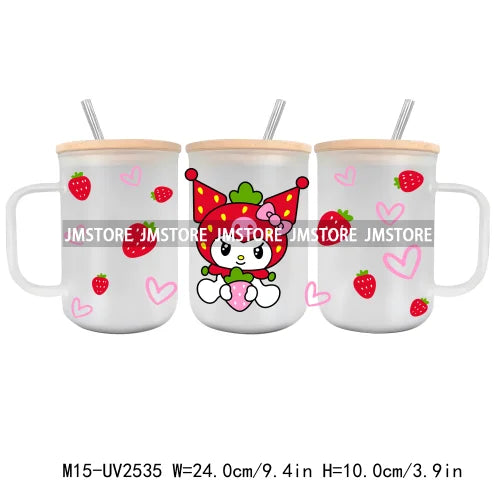 Cartoon Baby Little Princess UV DTF Glass Can Wrap For 15OZ Mug Glass Cup Transfer Stickers DIY Custom Logo Labels Magic Kingdom