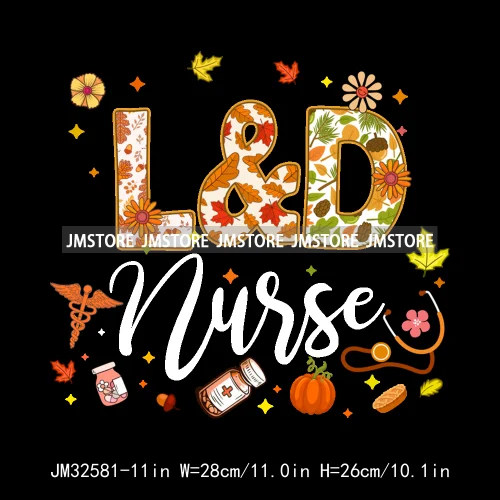 Labor And Delivery Thankful Turkey Thanksgiving Fall Nurse Gobble Squad Iron On DTF Transfer Stickers Ready To Press For Clothes