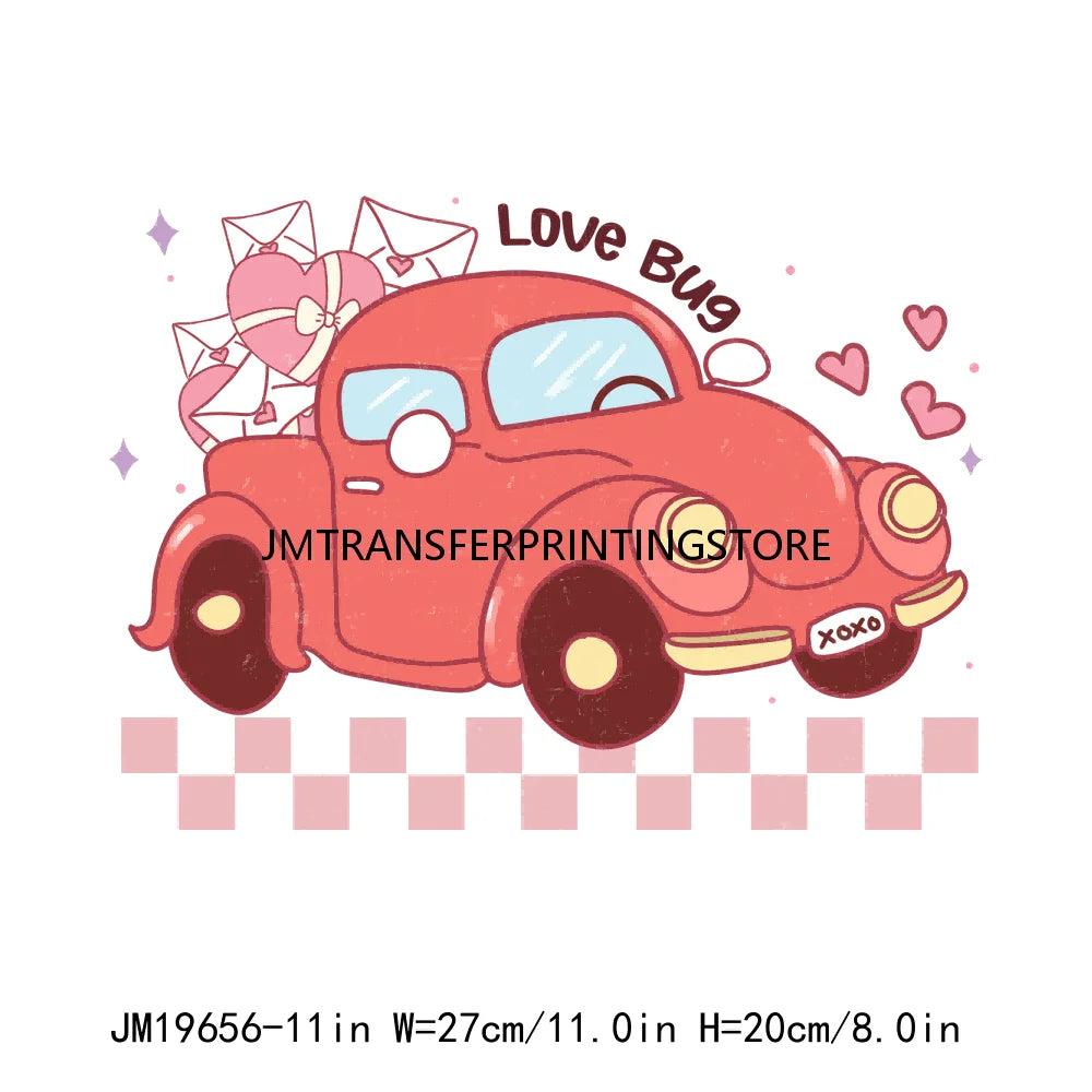 Retro Happy Valentine Cupid Vibes Iron On Stickers DTF Transfers Ready To Press For Coat Jeans Bag Pillow