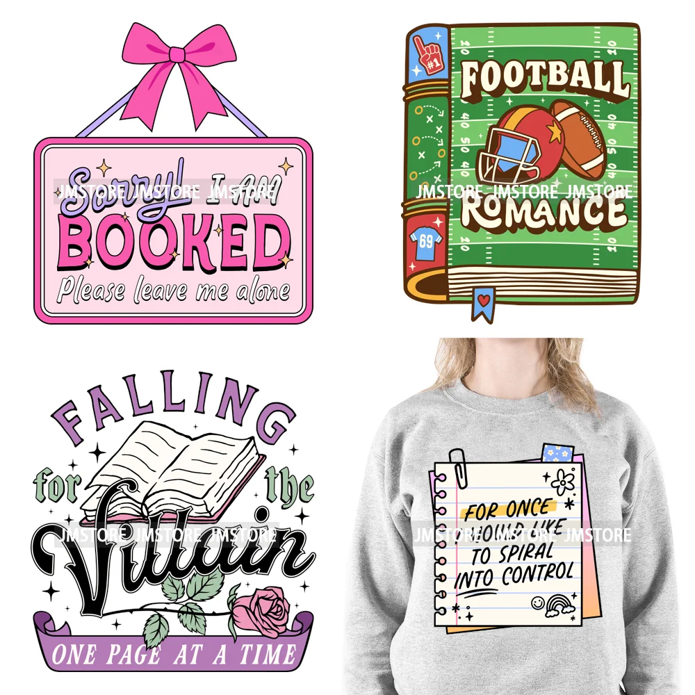 Bookish Girlie Sports Romance Reader Book Tropes Fictional Booktrovert Positive Saying DTF Iron On Transfer Stickers For Clothes