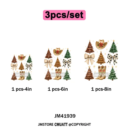 Merry and Bright Coquette Patchwork Santa Christmas Holiday Season Iron on DTF Heat Transfer Stickers Ready to Press for Hoodies