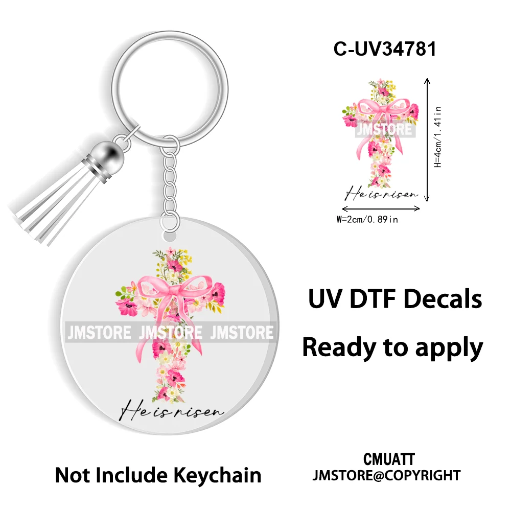 The Lord Is My Shepherd Christian Religious Easter Bible Verse Faith UV DTF Stickers For Round Circle Acrylic Keychain Keyring