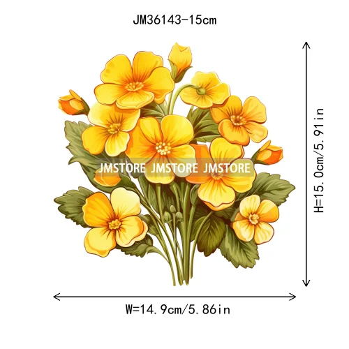 15cm 5.9in Kids Rose Flower Iron On DTF Heat Transfer Stickers For Clothes Printed Vinyl Thermal Applique Washable T-Shirt Decal