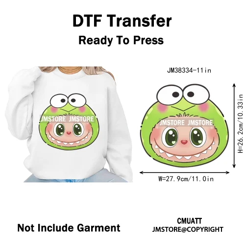 New Cartoon Costume Monster Dolls Lover DTF Printing Decals Iron on Washable Transfers Stickers Ready to Press for T-shirts