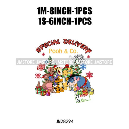Special Delivery Characters Cartoon Santa Claus Christmas Gift Iron On DTF Transfers Stickers Ready To Press For Clothes
